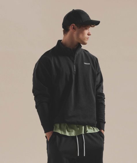 Men's Gymshark Rest Day Sweats 1/4 Zip Sweatshirts Black | CA 60853D